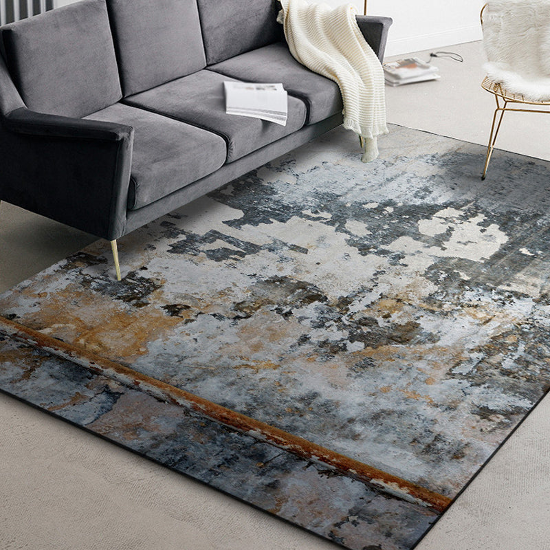 BowLift | Dark Grey Industrial Carpet Polyester Abstract Pattern Carpet Pet Friendly Non-Slip Washable Rug for Living Room