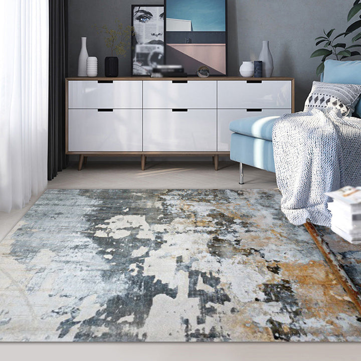 BowLift | Dark Grey Industrial Carpet Polyester Abstract Pattern Carpet Pet Friendly Non-Slip Washable Rug for Living Room