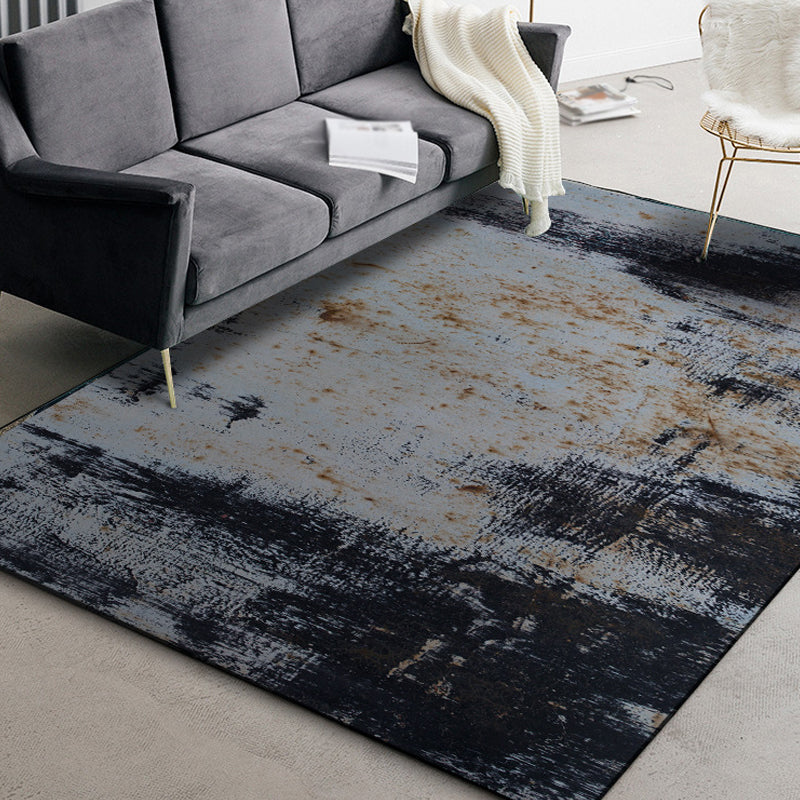 BowLift | Dark Grey Industrial Carpet Polyester Abstract Pattern Carpet Pet Friendly Non-Slip Washable Rug for Living Room