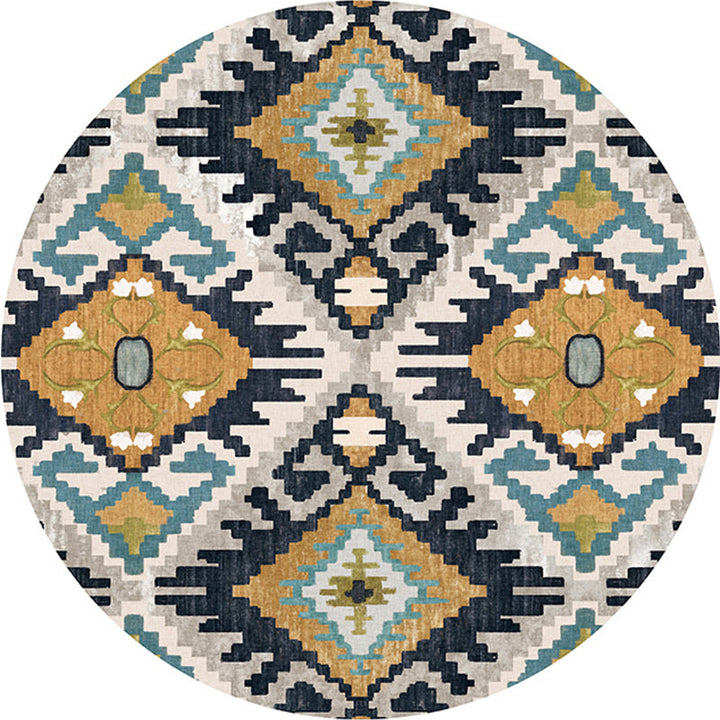 BowLift | Colorful Living Room Carpet Southwestern Tribal Diamond Pattern Carpet Synthetic Machine Washable Non-Slip Back Carpet