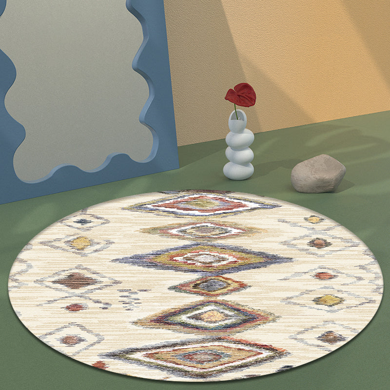 BowLift | Colorful Living Room Carpet Southwestern Tribal Diamond Pattern Carpet Synthetic Machine Washable Non-Slip Back Carpet