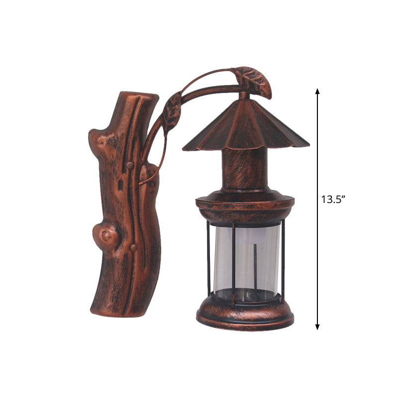 BowLift | 1 Light Clear Glass Wall Sconces Light Retro Coastal Black/Copper Petroleum Hallway Lighting Fixture