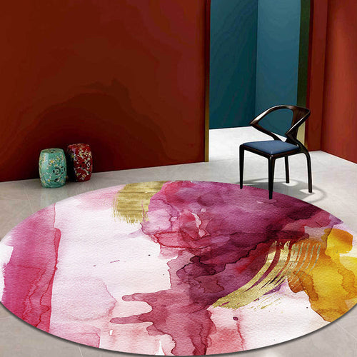 BowLift | Modernist Study Area Rug Pink Watercolor Pattern Rug Polyester Washable Nonslip Pet-Friendly Area Rug