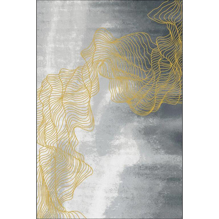 BowLift | Gray Modernist Rug Polyester Swirl Stripe Pattern Rug Pet Friendly Washable Non-Slip Carpet for Bedroom