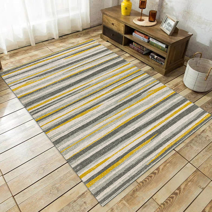 BowLift | Simplicity Striped Pattern Carpet Yellow and Pink Polyester Carpet Non-Slip Pet Friendly Washable Carpet for Decoration