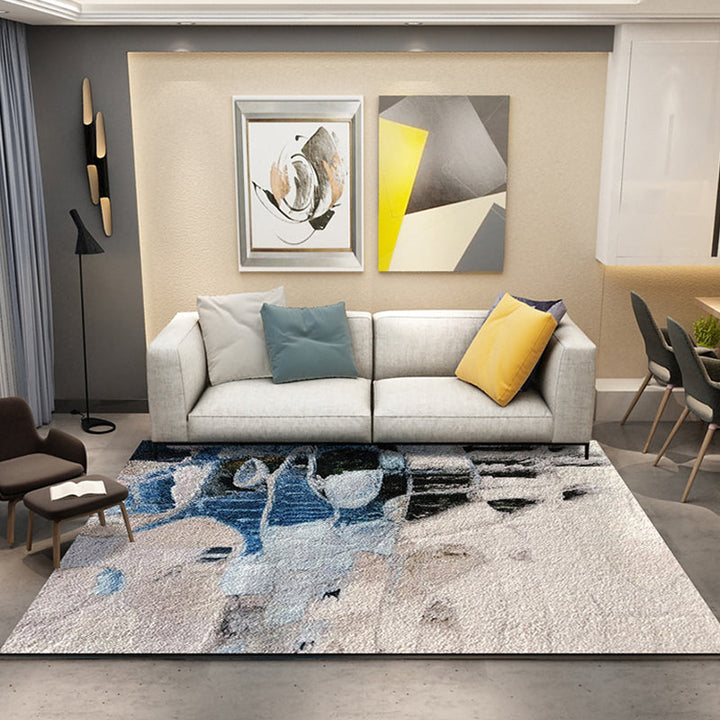 BowLift | Industrial Abstract Pattern Carpet Multicolor Polyester Carpet Non-Slip Washable Pet-Friendly Carpet for Sitting Area