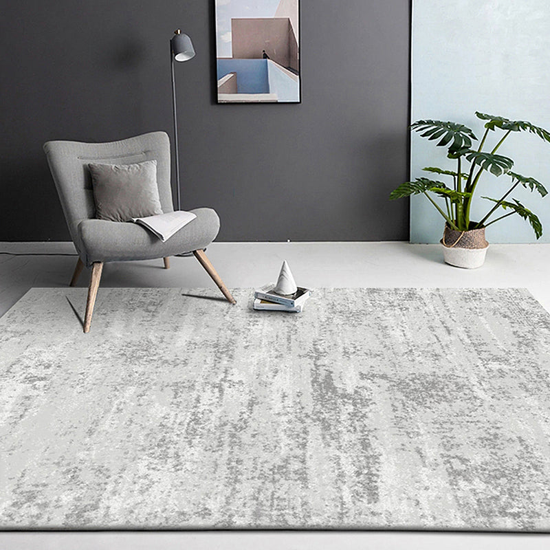 BowLift | Industry Abstract Area Rug Silver Gray Polyester Carpet Non-Slip Pet Friendly Washable Rug for Living Room