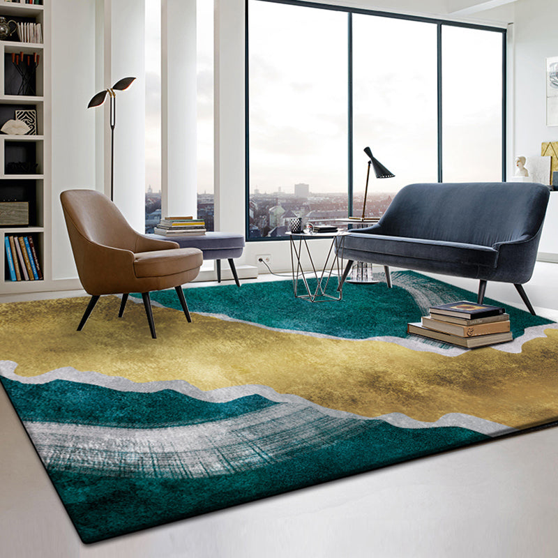 BowLift | Industrial Study Mat Multi Colors Abstract Watercolor Pattern Carpet Polyester Machine Washable Non-Slip Pet Friendly Area Rug