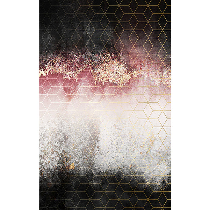 BowLift | Modern Living Room Rug Black and Pink Abstract Rug Polyester Machine Washable Non-Slip Backing Pet-Friendly Rug