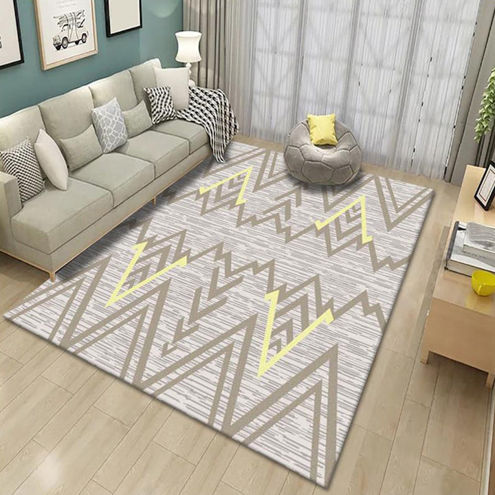 Trendy pastel-colored geometric-shaped rug Synthetic Modern rug for indoor areas Non-slip backing Rug for bedroom | Bowlift