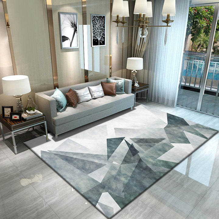 Multicolored living room rug Contemporary geometric pattern rug Synthetic non-slip rug | Bowlift