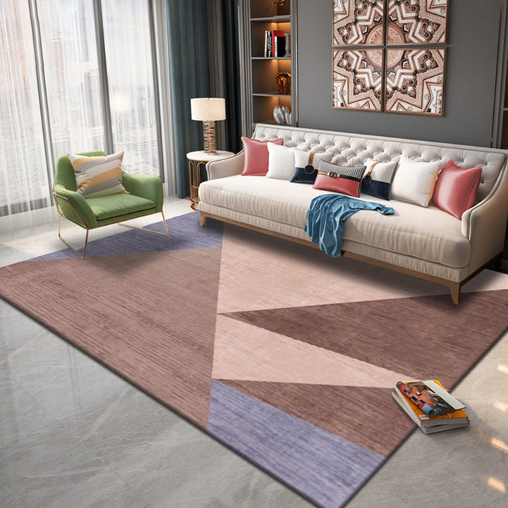 Multicolored living room rug Contemporary geometric pattern rug Synthetic non-slip rug | Bowlift