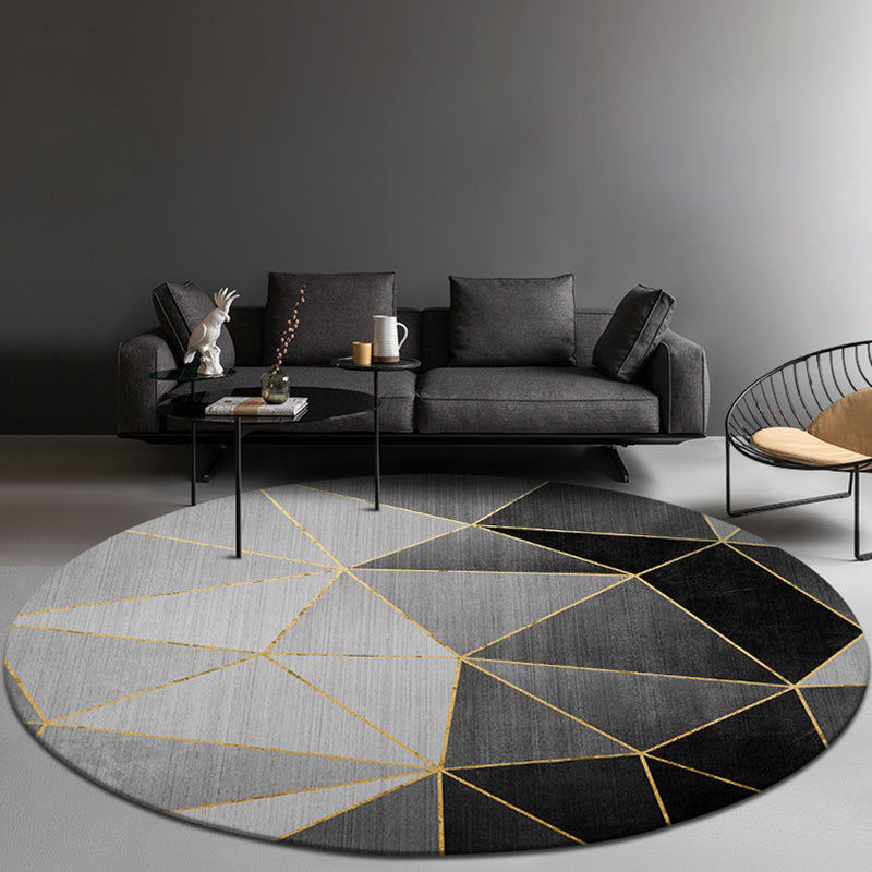 Compact geometric patterned rug soft color modern rug synthetic non-slip rug for the living room | Bowlift