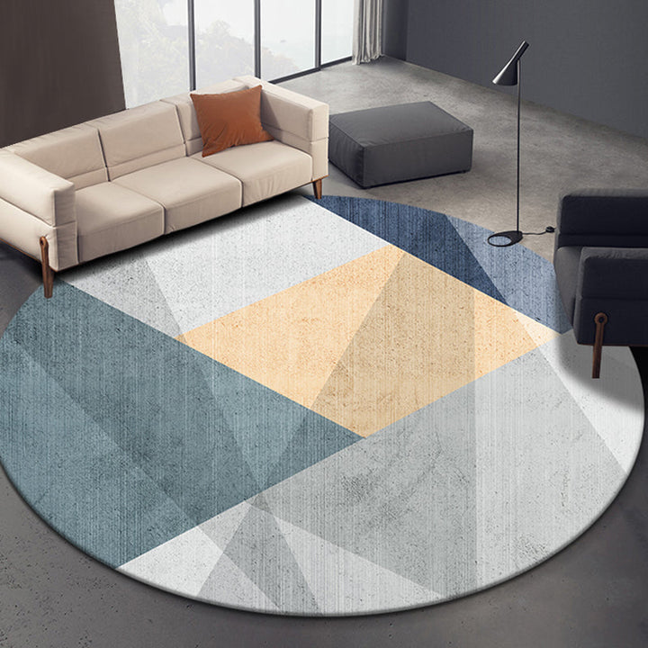Compact geometric patterned rug soft color modern rug synthetic non-slip rug for the living room | Bowlift