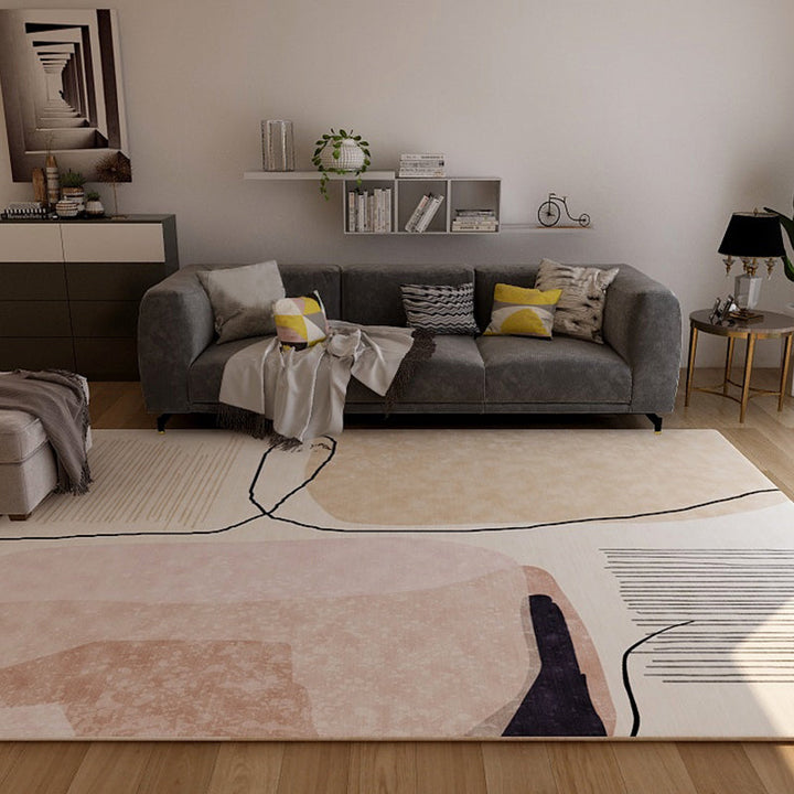 BowLift | Nordic Sitting Room Rug Pastel Colorblock Abstract Carpet Synthetic Non-Slip Machine Washable Rug