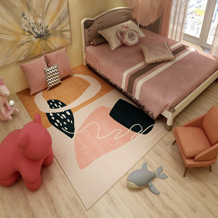BowLift | Multi Color Bold Area Rug Synthetics Colorblock Abstract Carpet Stain Resistant Non-Slip Rug for Room