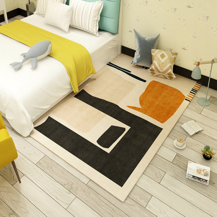 BowLift | Multi Color Bold Area Rug Synthetics Colorblock Abstract Carpet Stain Resistant Non-Slip Rug for Room