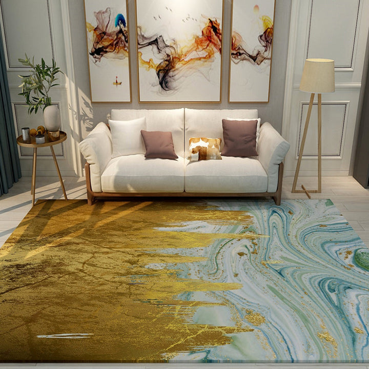 BowLift | Cyberpunk Living Room Carpet Multi Color Abstract Foil Streams Carpet Polyester Machine Washable Area Rug
