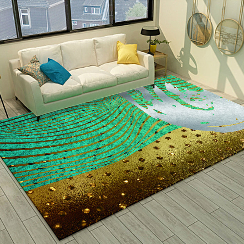 BowLift | Cyberpunk Living Room Carpet Multi Color Abstract Foil Streams Carpet Polyester Machine Washable Area Rug