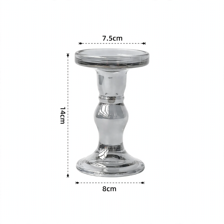 Candle holder in Roman column design with gold rim