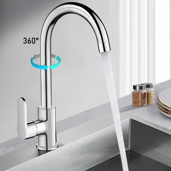 Brass kitchen faucet with full copper valve