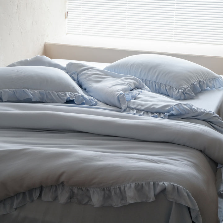 Tencel bedding set, 4-piece, with ruffles