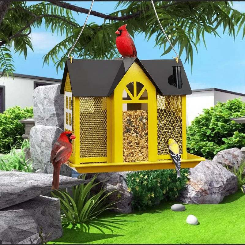 Hanging Metal Bird Bath and Feeder Station