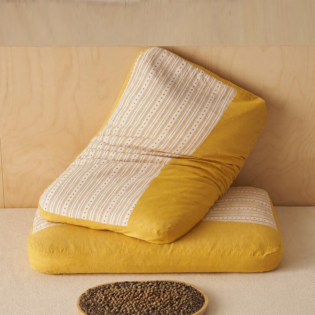 Cotton buckwheat hull pillow, rectangular