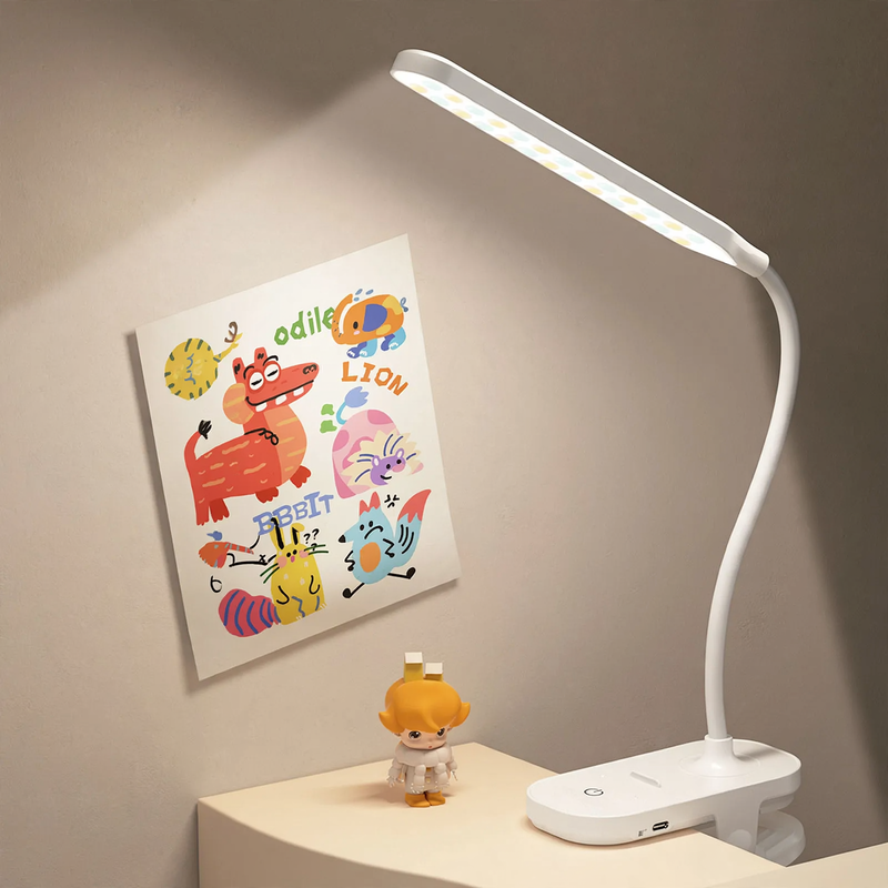 LED clamp lamp with clock for desk and study