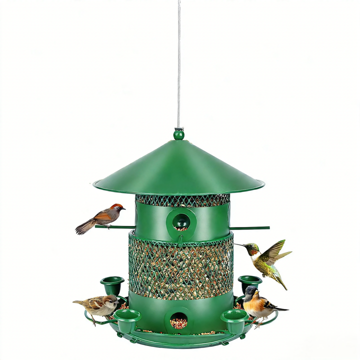 Squirrel-proof feeding station made of metal