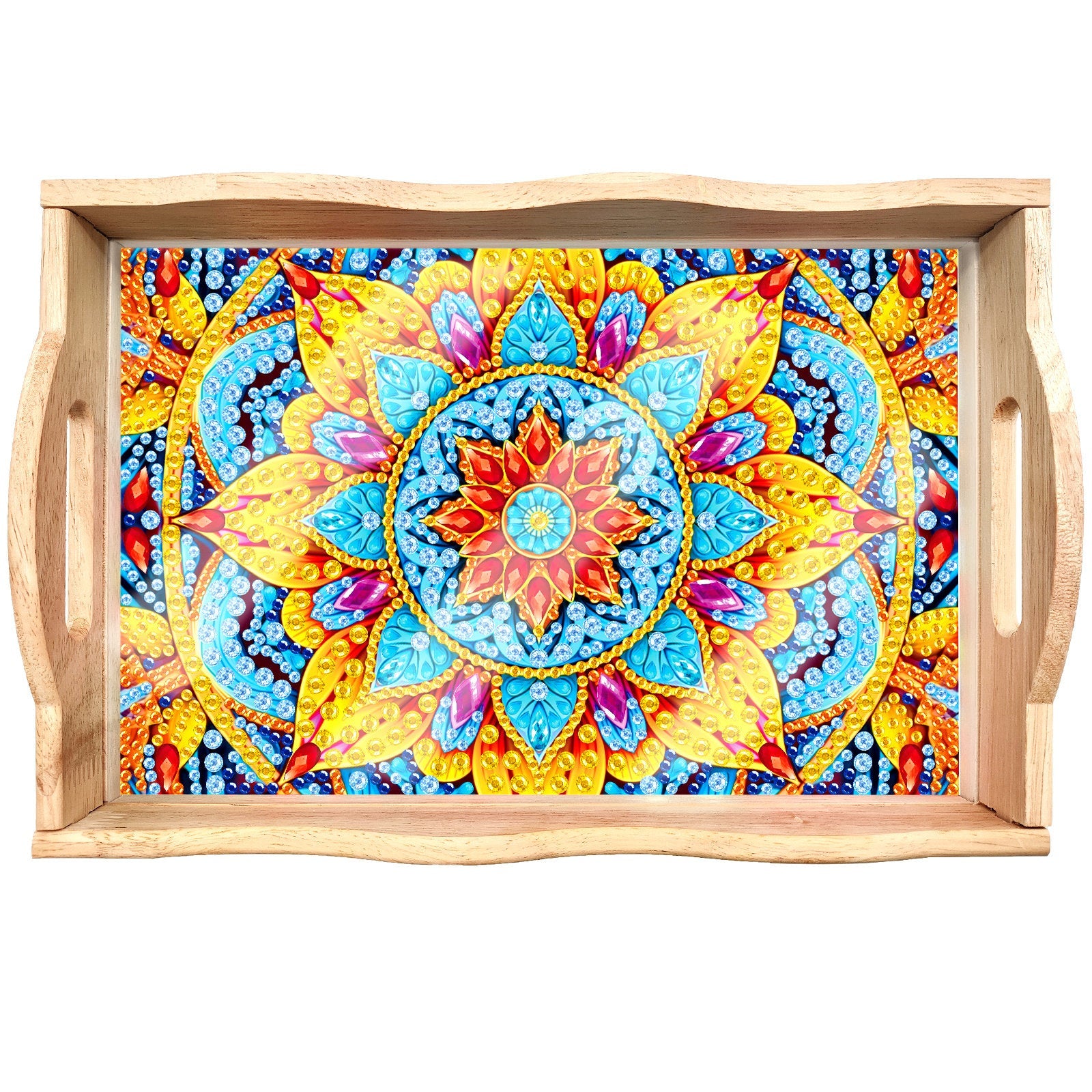 BowLift | DIY Diamond Painting Wooden Tray Food Tray with Handle Living Room Decoration Mandala Wooden Tray Kit