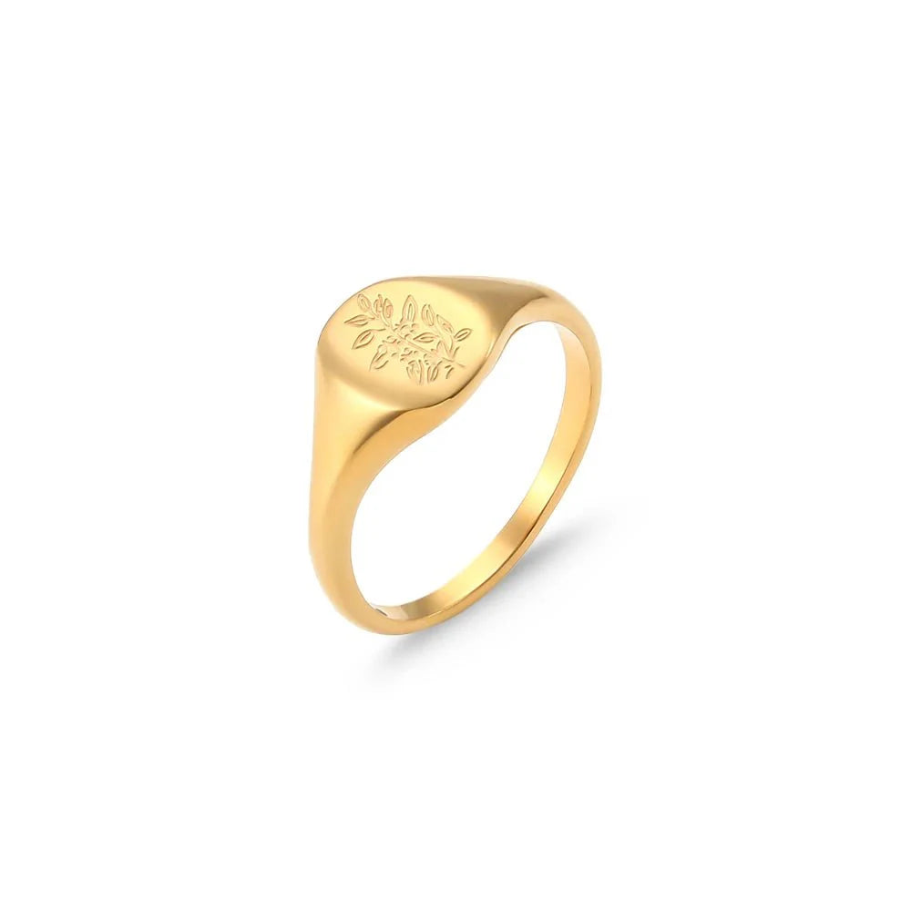 BowLift | 18k Dainty Floral Signet Rings