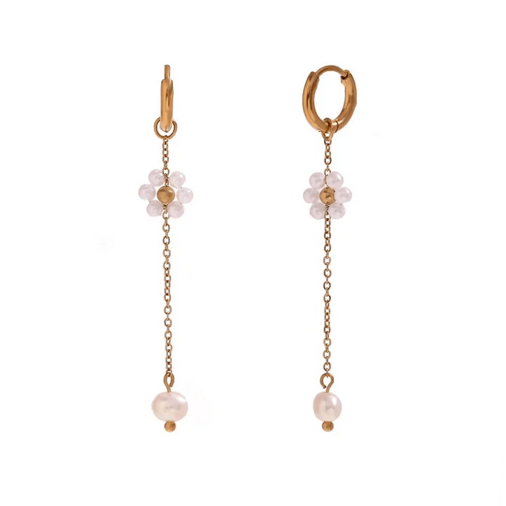 BowLift | 18k Dangling Floral Pearl Earrings