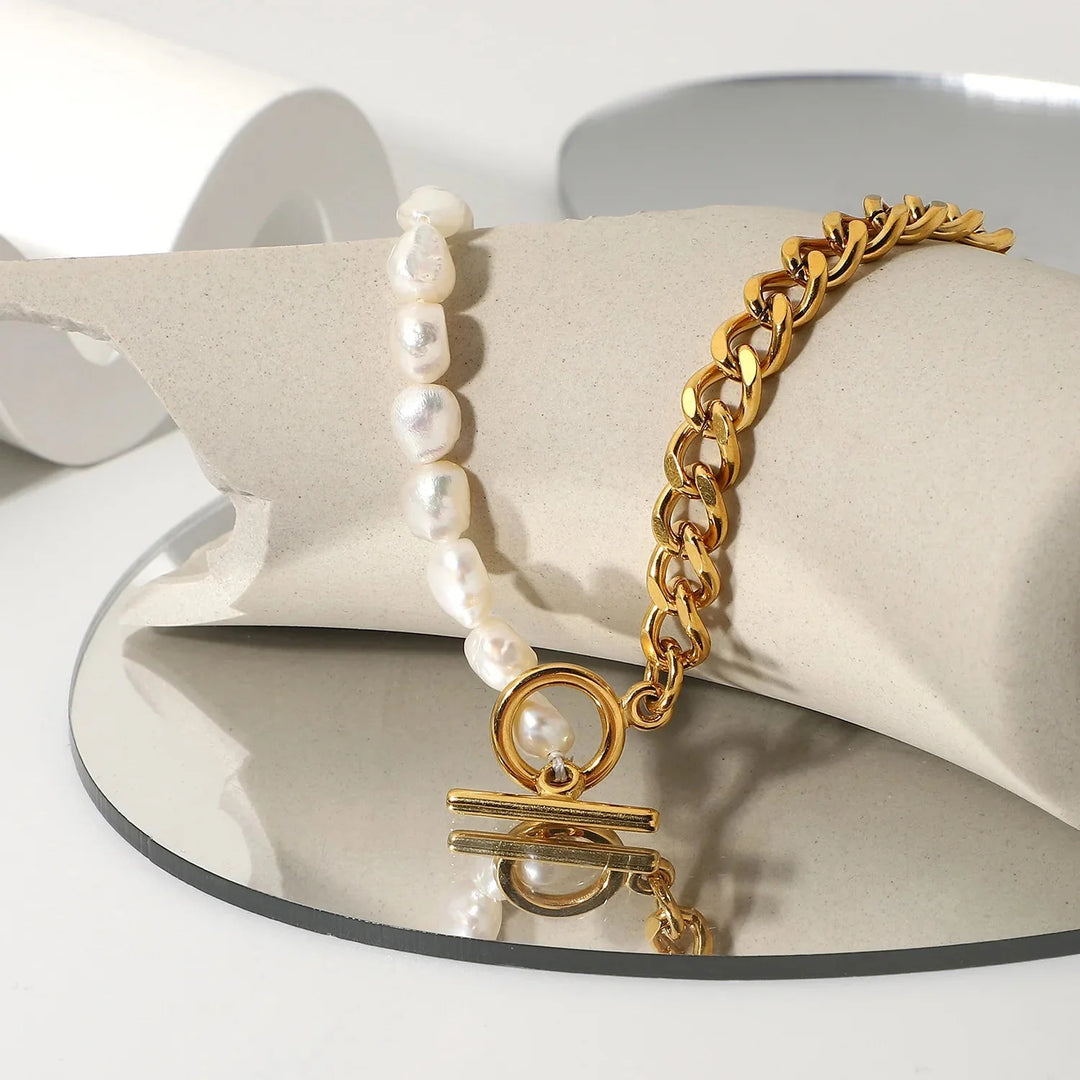 BowLift | 18k Gold Classic Modern Cuban Pearl Choker Necklace