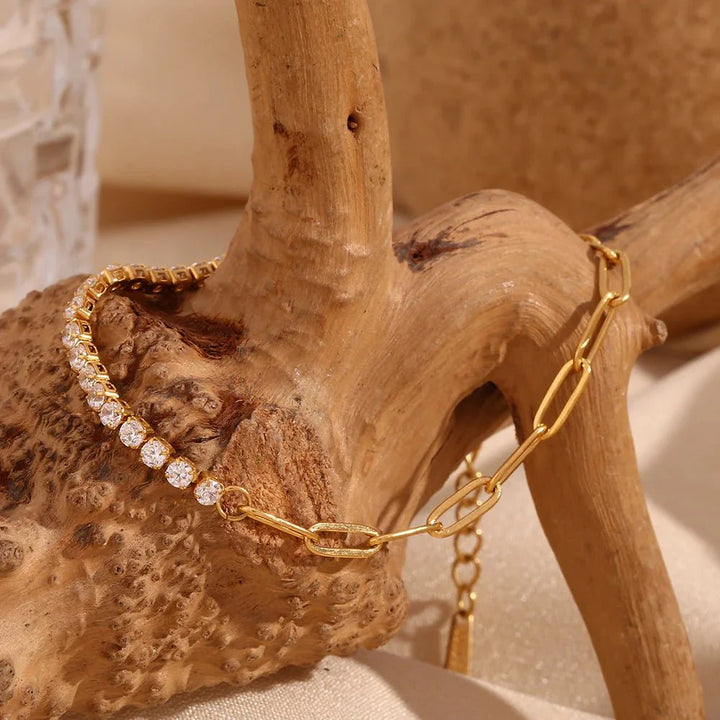BowLift | 18k Paperclip Chain Tennis Necklace, Bracelet, and Earrings