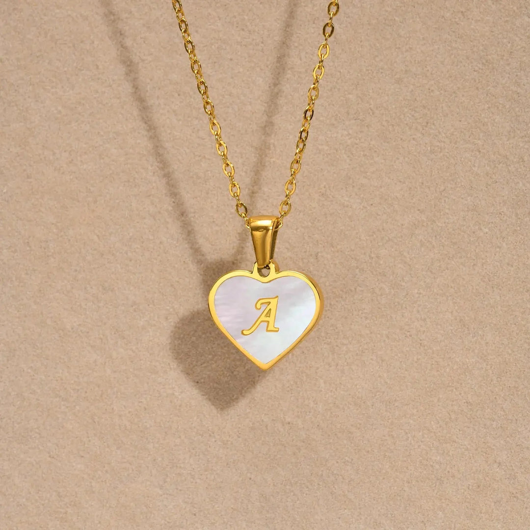 BowLift | 18k Pearl Heart Initial Letter Necklace