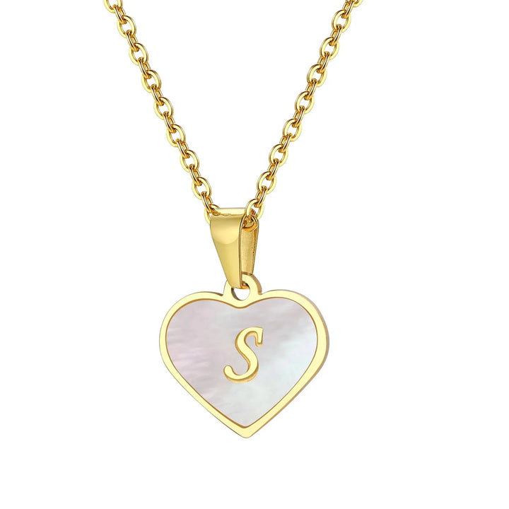 BowLift | 18k Pearl Heart Initial Letter Necklace