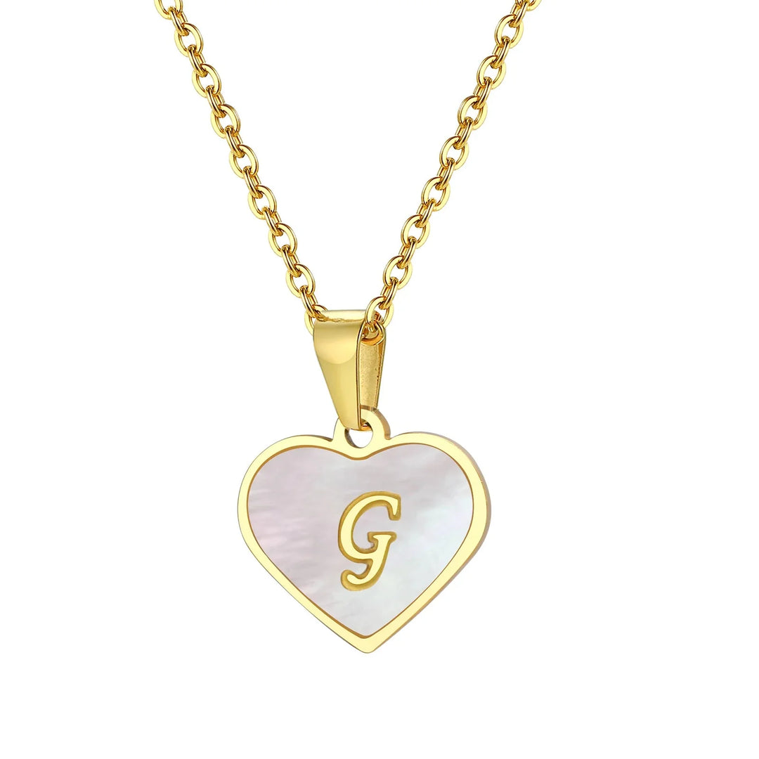 BowLift | 18k Pearl Heart Initial Letter Necklace