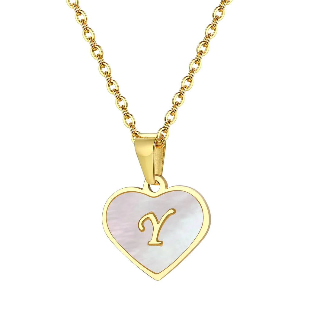 BowLift | 18k Pearl Heart Initial Letter Necklace