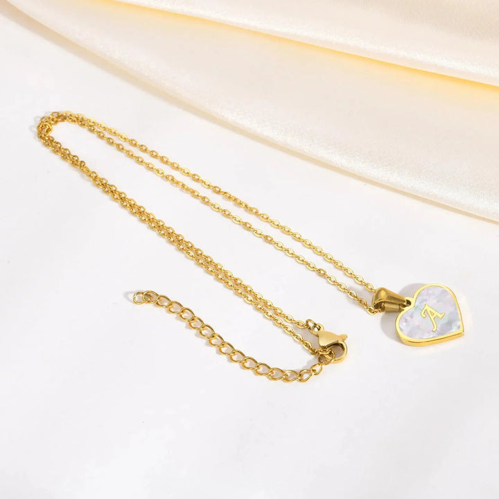 BowLift | 18k Pearl Heart Initial Letter Necklace