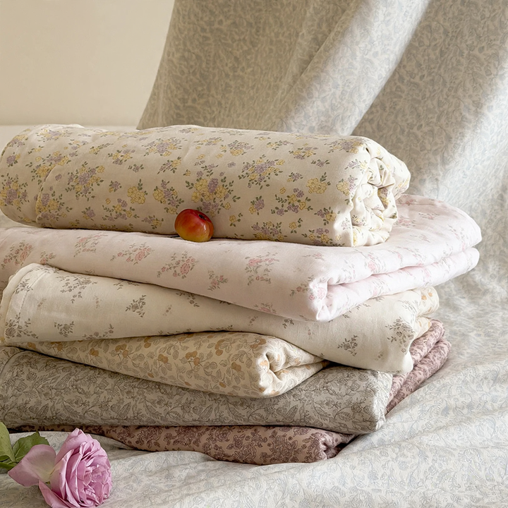 Cotton bedding set, 180 cm, floral pattern