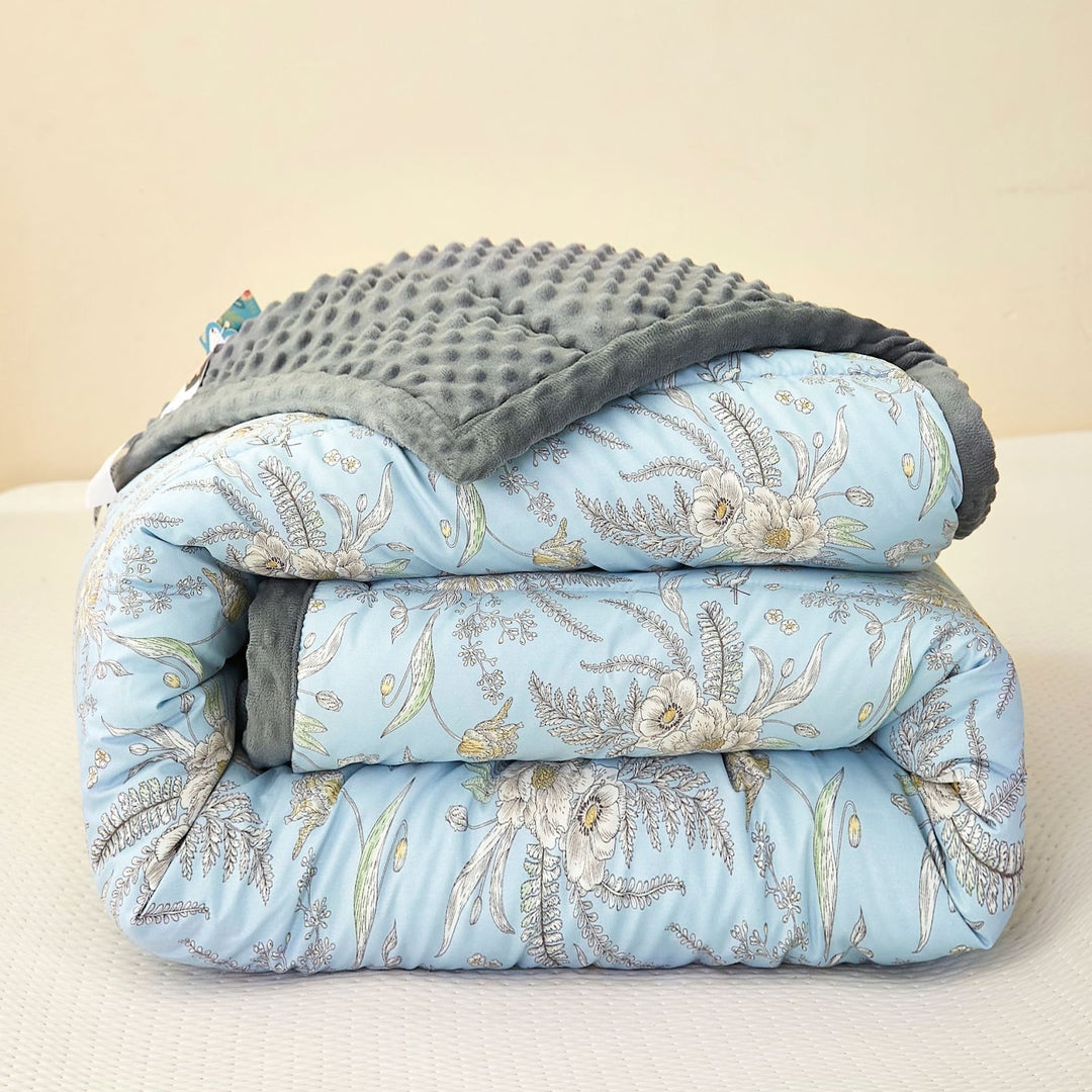Double-sided cotton duvet with printed pattern