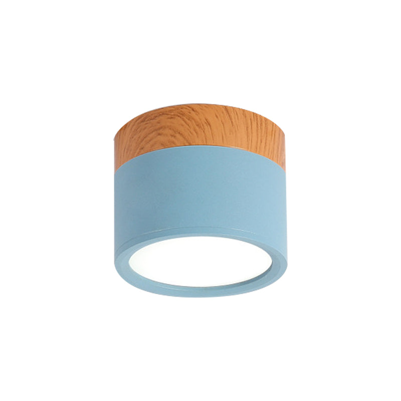 BowLift | Modern Macaron Ceiling Light – Compact Metal/Wood Flush Mount Lighting for Kitchen and Bar in Yellow, Blue, and Black