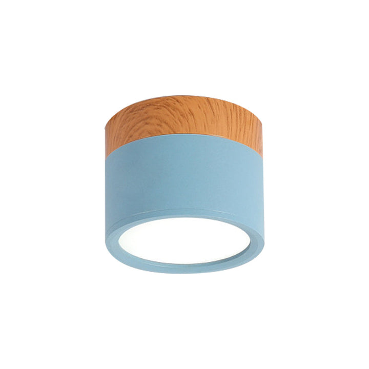 BowLift | Modern Macaron Ceiling Light – Compact Metal/Wood Flush Mount Lighting for Kitchen and Bar in Yellow, Blue, and Black