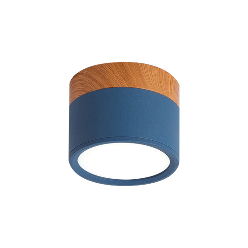 BowLift | Modern Macaron Ceiling Light – Compact Metal/Wood Flush Mount Lighting for Kitchen and Bar in Yellow, Blue, and Black