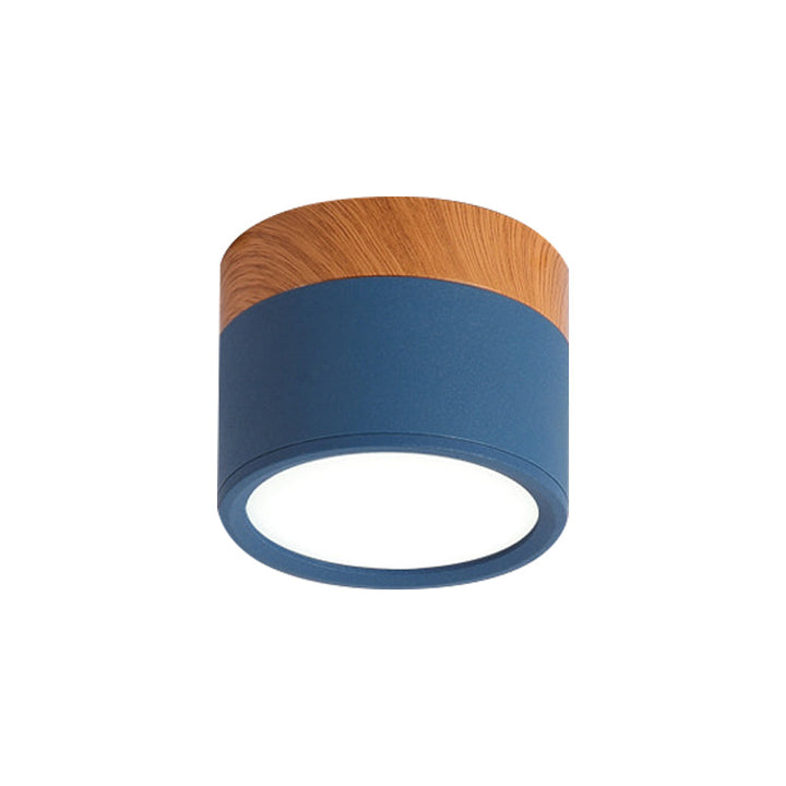 BowLift | Modern Macaron Ceiling Light – Compact Metal/Wood Flush Mount Lighting for Kitchen and Bar in Yellow, Blue, and Black