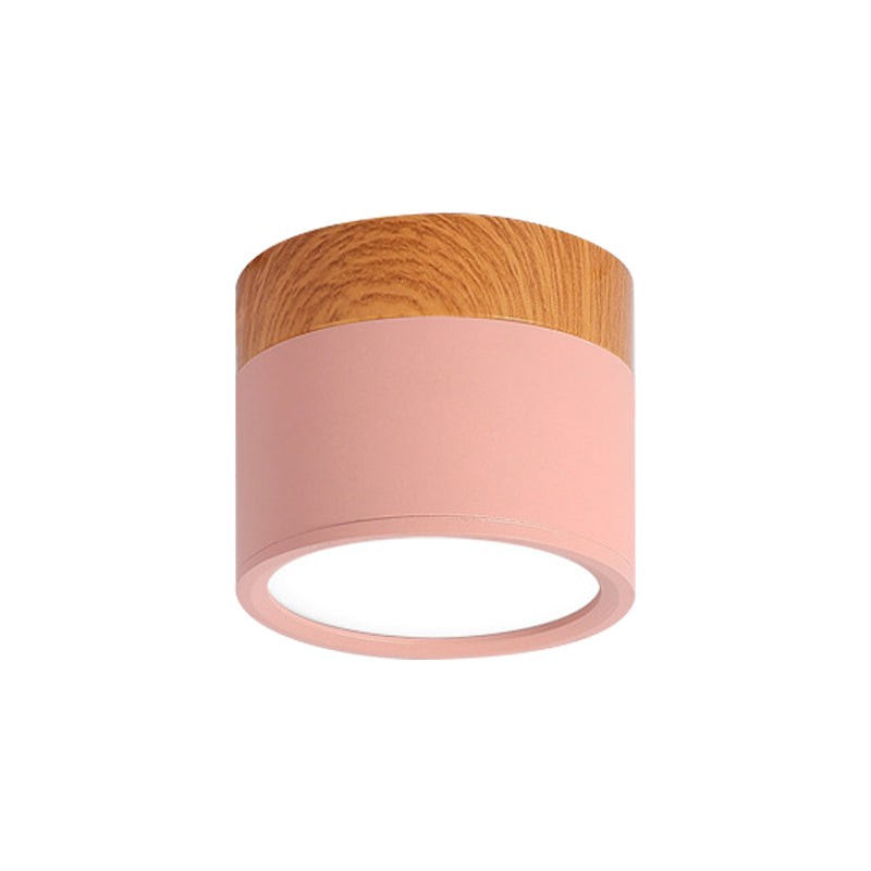 BowLift | Modern Macaron Ceiling Light – Compact Metal/Wood Flush Mount Lighting for Kitchen and Bar in Yellow, Blue, and Black