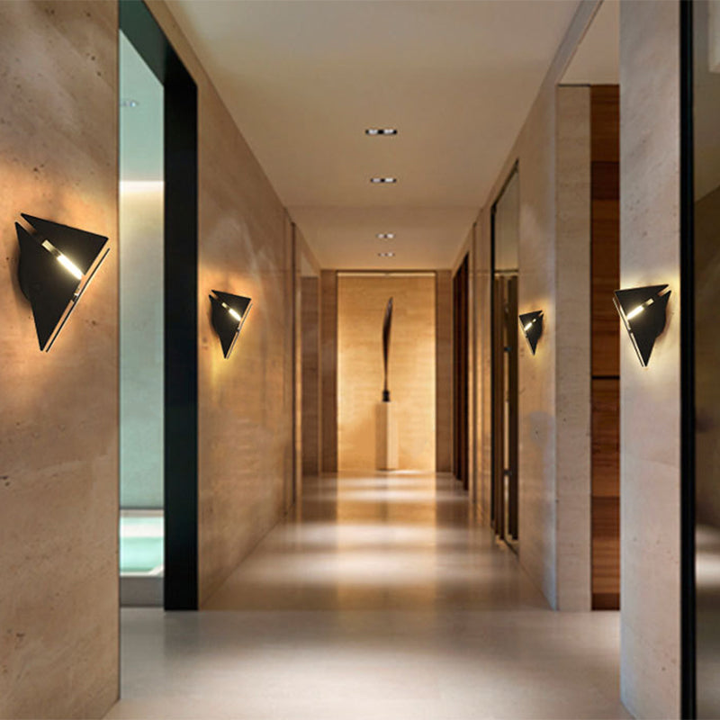 BowLift | Simple Style Triangle Metal Wall Sconce Light Gold/Black/White LED Wall Light Fixture in Warm/White Light for Corridor