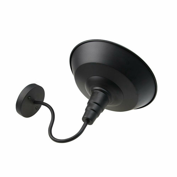 BowLift | Metallic black wall lamp socket barn shade 1 head rustic wall-mounted lamp with goose neck arm