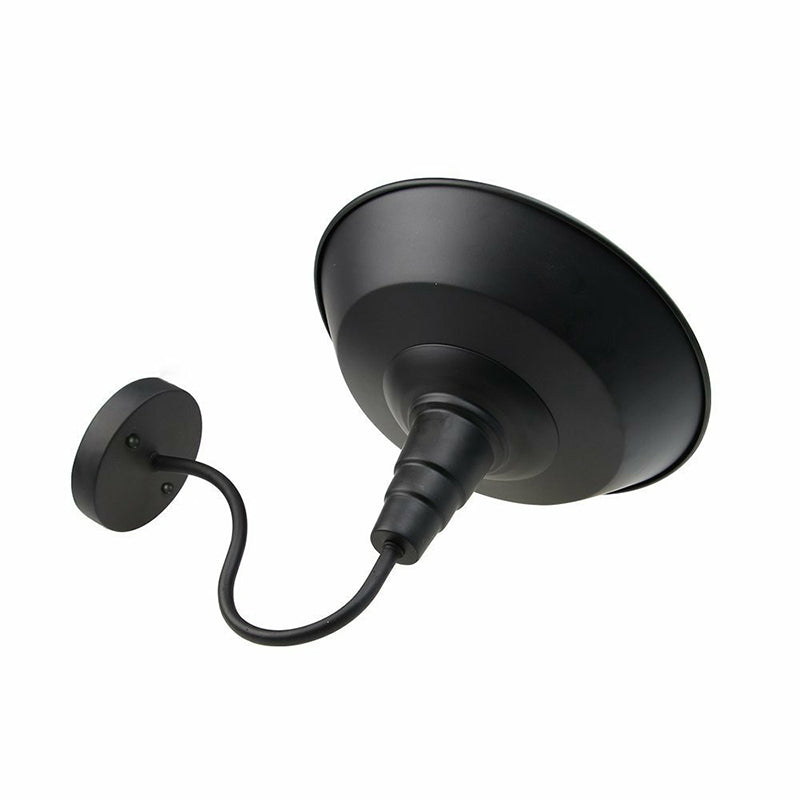 BowLift | Metallic black wall lamp socket barn shade 1 head rustic wall-mounted lamp with goose neck arm